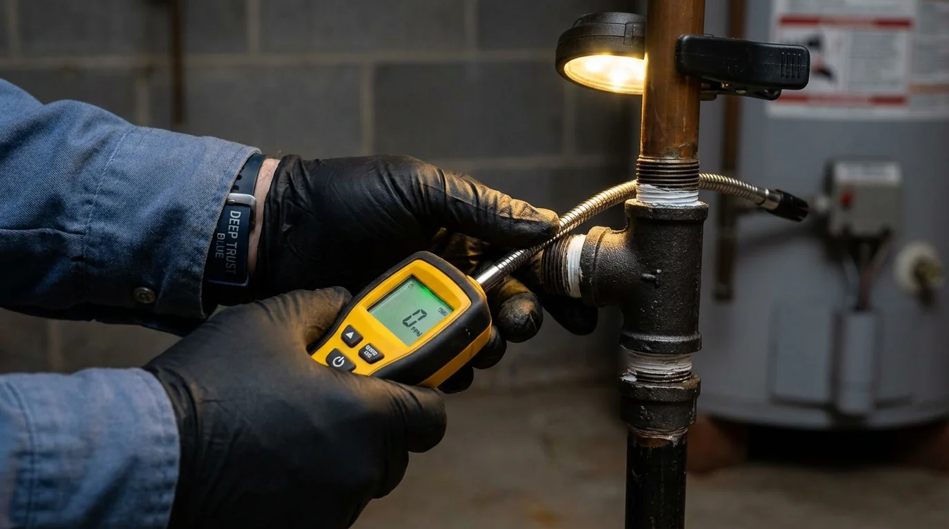 Gas leak detection with electronic sniffer by Johns Plumbing LLC in Fremont